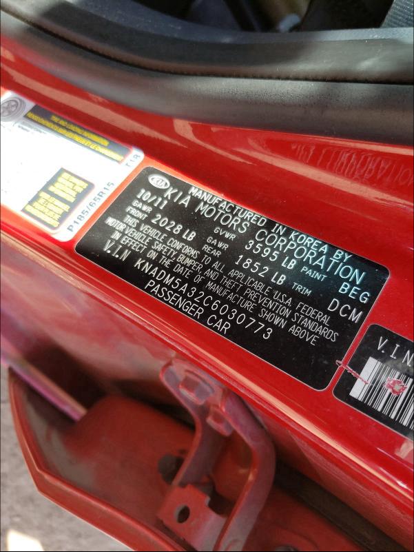 2012 KIA RIO LX KNADM5A32C6030773