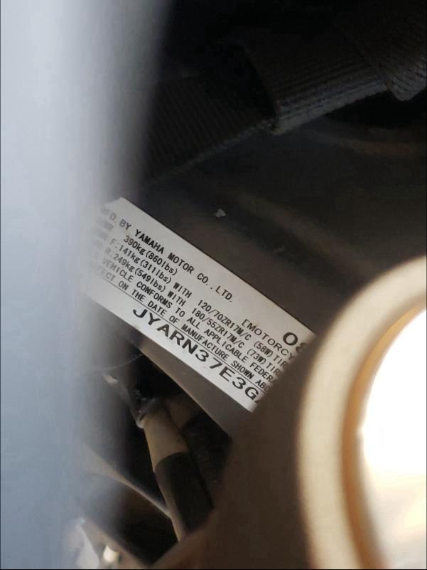 2016 YAMAHA FJ09 JYARN37E3GA002949