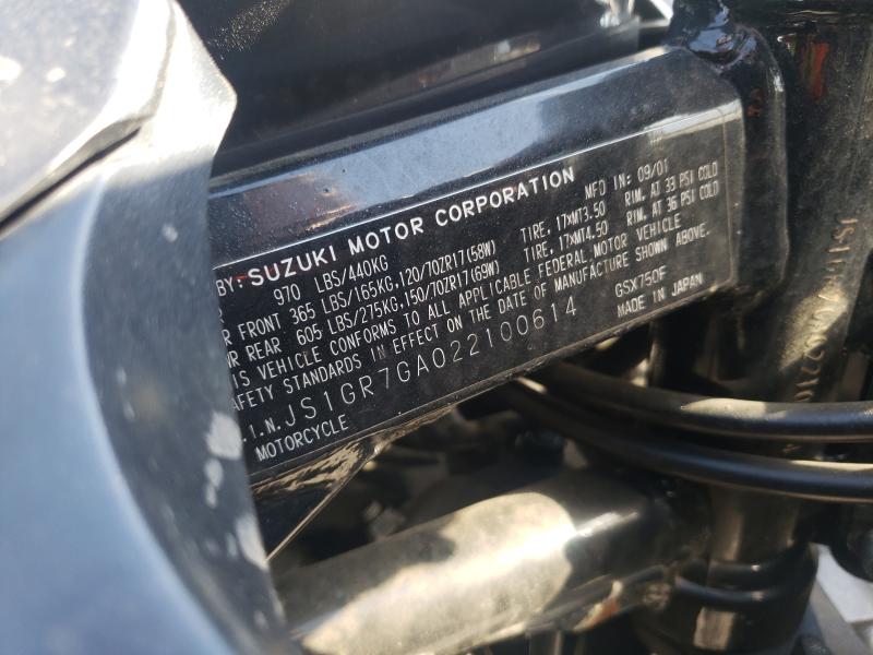 2002 SUZUKI GSX750 F JS1GR7GA022100614