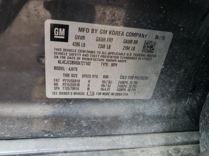 2016 BUICK ENCORE KL4CJCSBXGB727102
