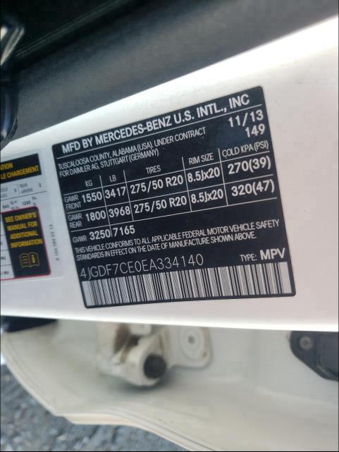 2014 MERCEDES-BENZ GL 450 4MA 4JGDF7CE0EA334140