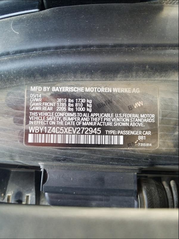 2014 BMW I3 REX WBY1Z4C5XEV272945