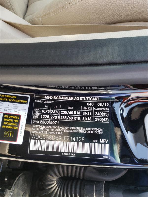 2020 MERCEDES-BENZ GLC 300 WDC0G8DB9LF714128