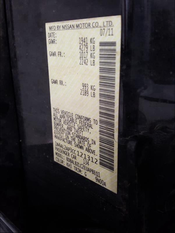 2012 NISSAN ALTIMA BAS 1N4AL2AP3CC121312