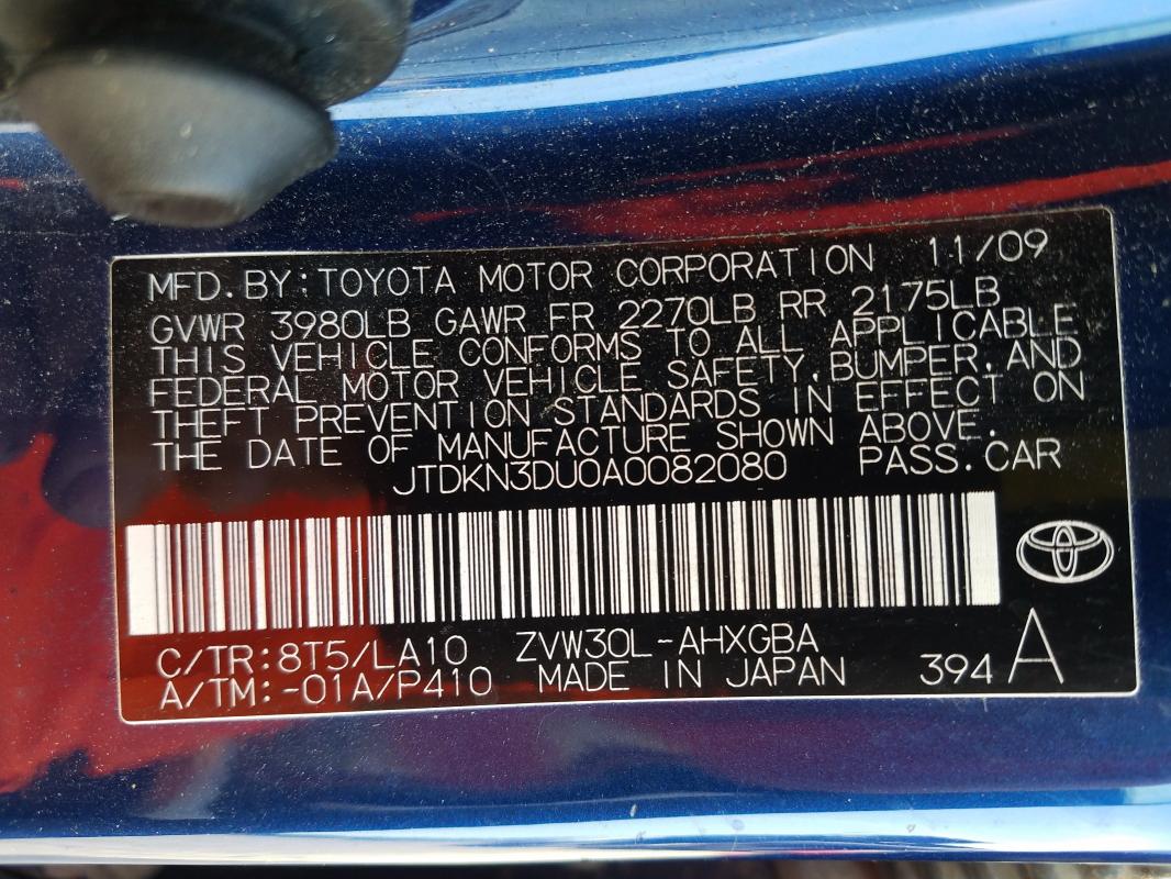 2010 TOYOTA PRIUS JTDKN3DU0A0082080