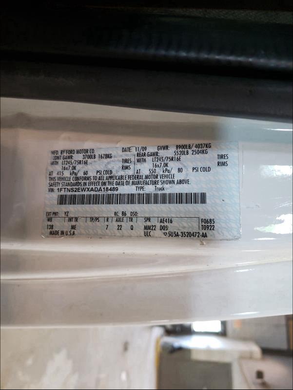 2010 FORD ECON E350 1FTNS2EWXADA18489