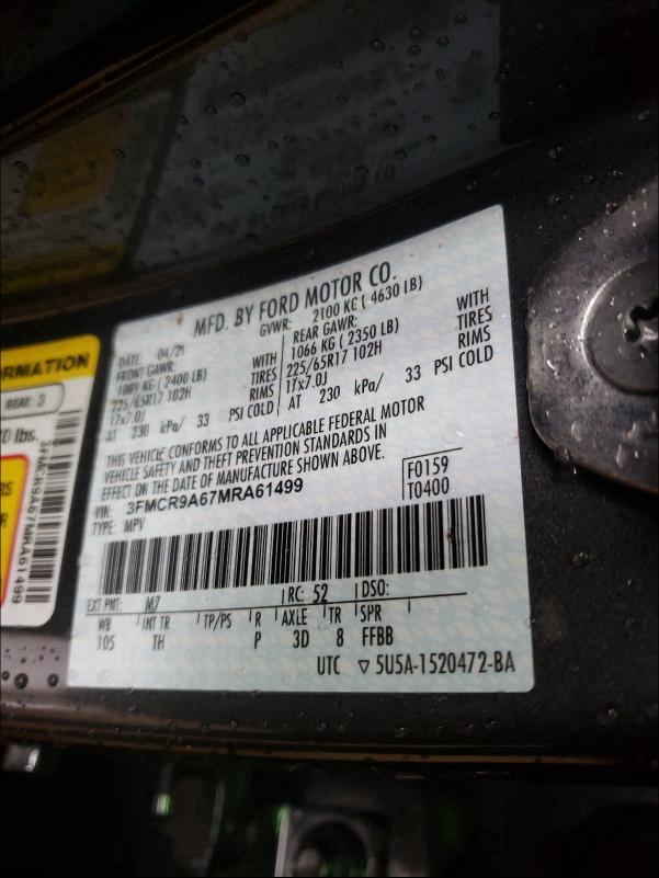 2021 FORD BRONCO 3FMCR9A67MRA61499