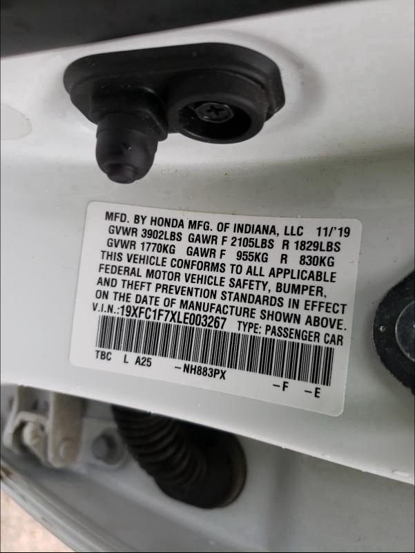 2020 HONDA CIVIC EXL 19XFC1F7XLE003267