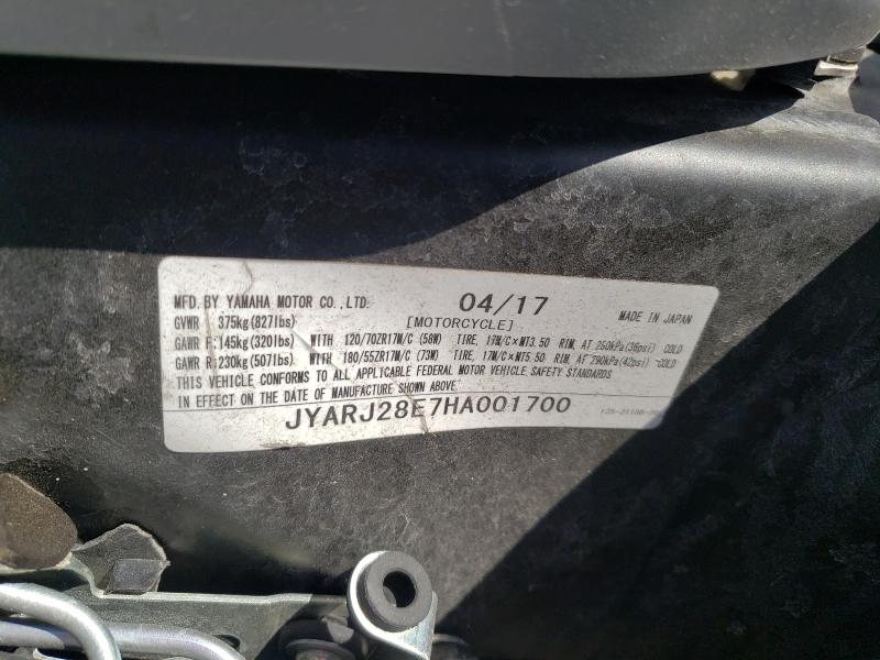 2017 YAMAHA YZFR6 JYARJ28E7HA001700