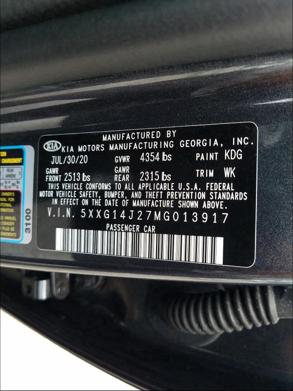 2021 KIA K5 LXS 5XXG14J27MG013917