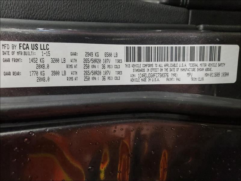 2015 DODGE DURANGO LI 1C4RDJDG0FC730376