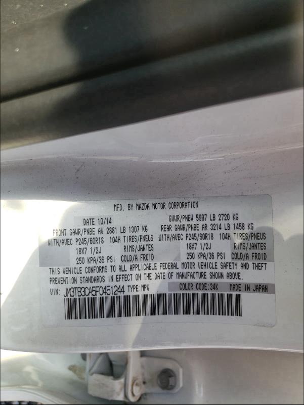 2015 MAZDA CX-9 TOURI JM3TB3CA5F0451244