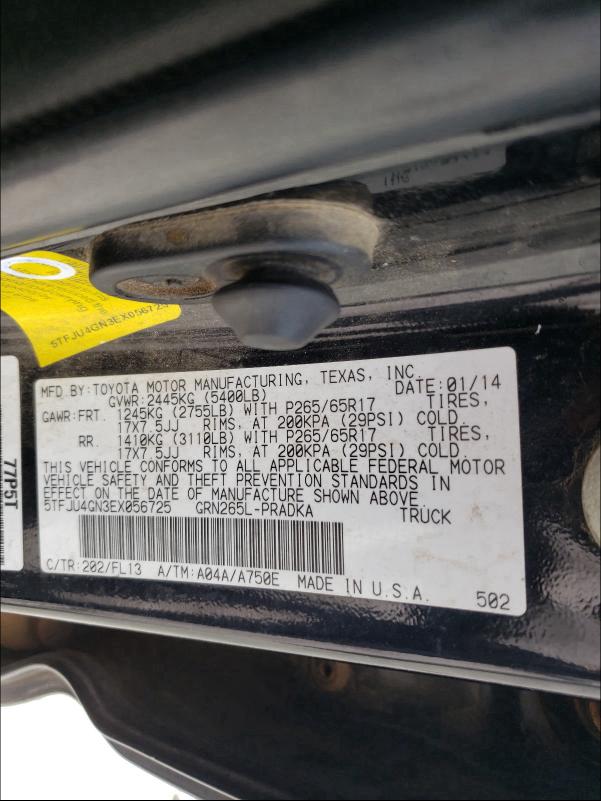 2014 TOYOTA TACOMA DOU 5TFJU4GN3EX056725