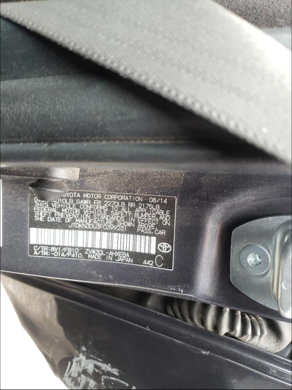 2015 TOYOTA PRIUS JTDKN3DU3F0399231