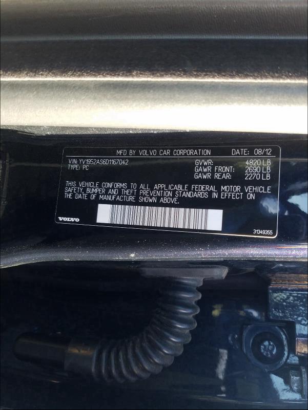 2013 VOLVO S80 3.2 YV1952AS6D1167042