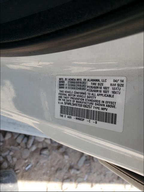 2014 HONDA ODYSSEY TO 5FNRL5H97EB106257
