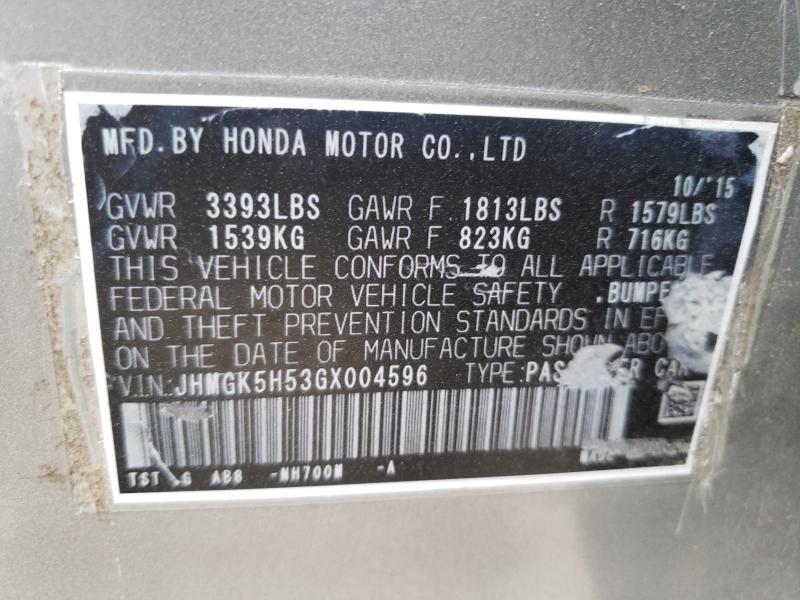 2016 HONDA FIT LX JHMGK5H53GX004596