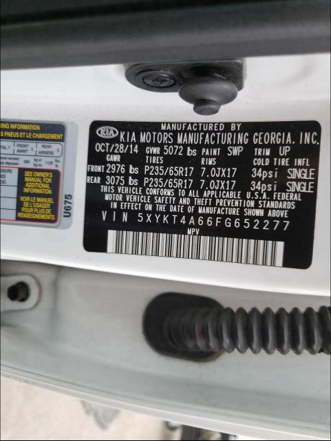 2015 KIA SORENTO LX 5XYKT4A66FG652277