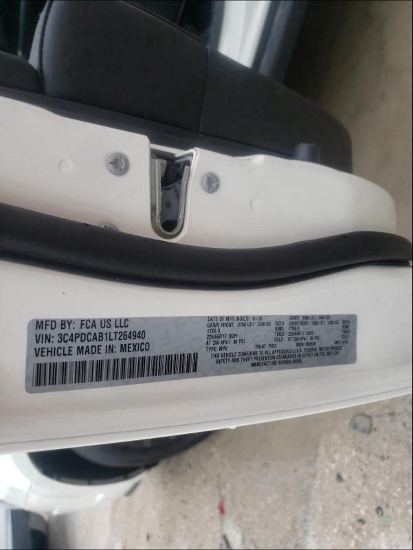 2020 DODGE JOURNEY SE 3C4PDCAB1LT264940