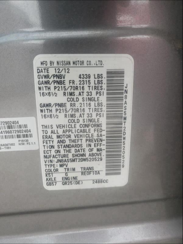 2013 NISSAN ROGUE S JN8AS5MT2DW520529