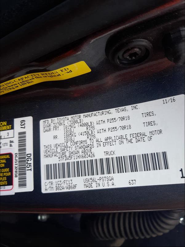 2017 TOYOTA TUNDRA CRE 5TFDW5F11HX603426