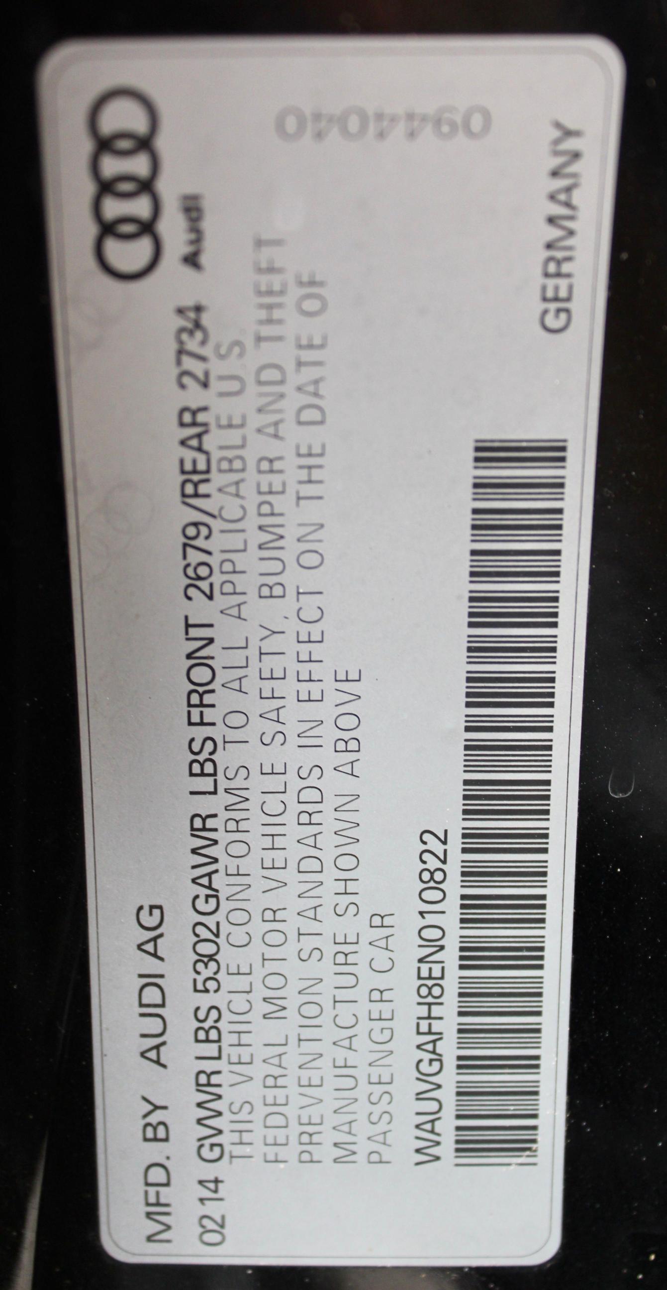 2014 AUDI S5 PRESTIG WAUVGAFH8EN010822