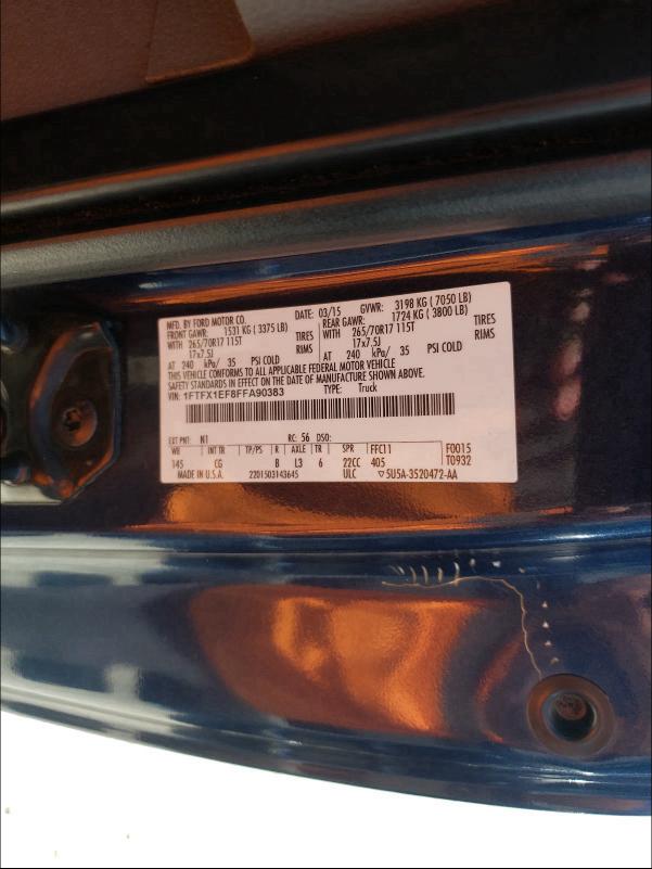 2015 FORD F150 SUPER 1FTFX1EF8FFA90383