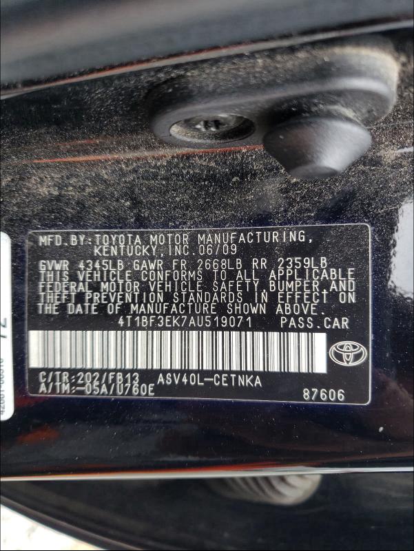 2010 TOYOTA CAMRY BASE 4T1BF3EK7AU519071