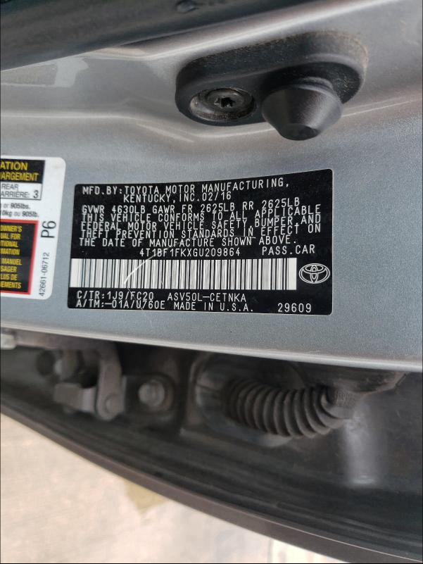 2016 TOYOTA CAMRY LE 4T1BF1FKXGU209864