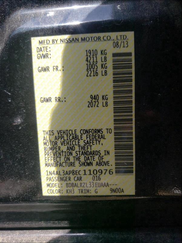 2014 NISSAN ALTIMA 2.5 1N4AL3AP8EC110976