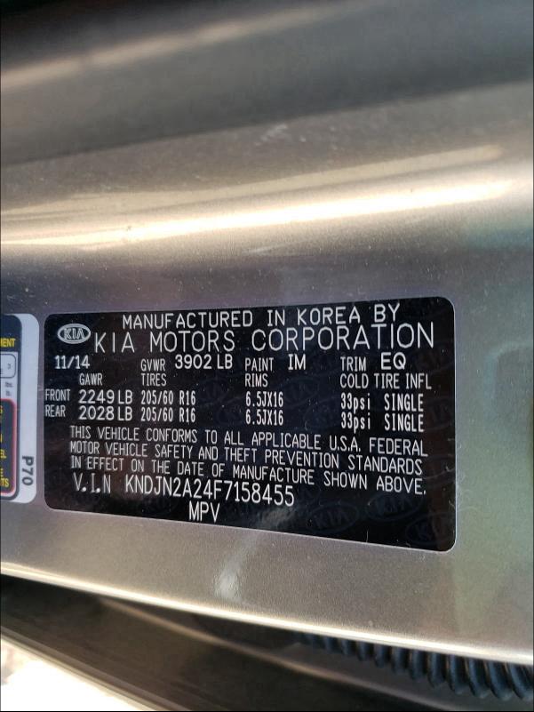 2015 KIA SOUL KNDJN2A24F7158455