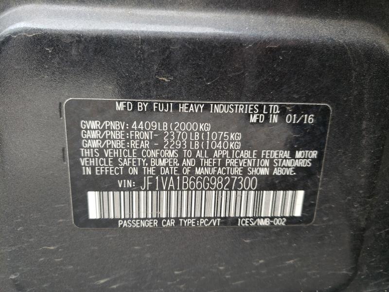 2016 SUBARU WRX JF1VA1B66G9827300