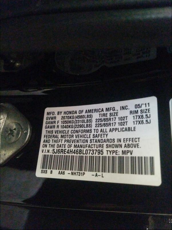 2011 HONDA CR-V SE 5J6RE4H46BL073795