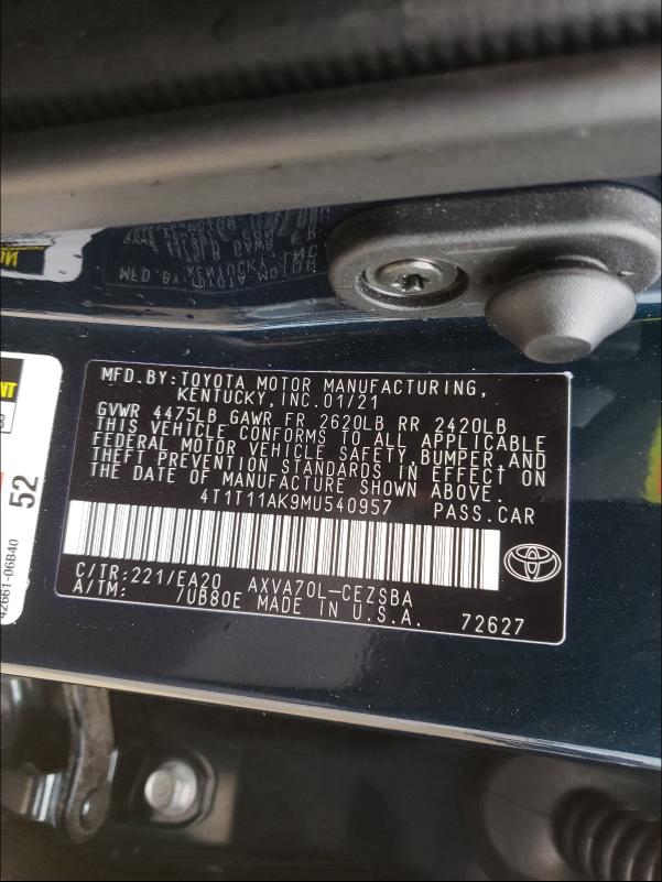 2021 TOYOTA CAMRY SE N 4T1T11AK9MU540957