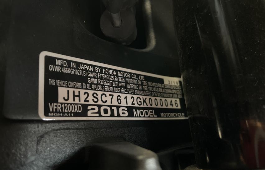 2016 HONDA VFR1200 XD JH2SC7612GK000046