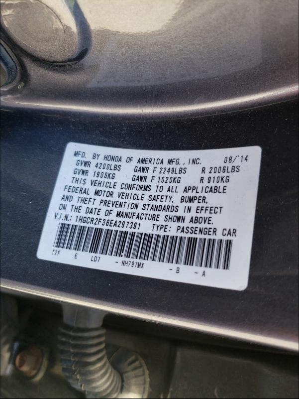 2014 HONDA ACCORD LX 1HGCR2F36EA297391