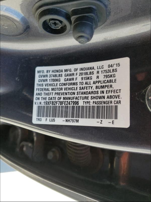 2015 HONDA CIVIC SE 19XFB2F78FE247996