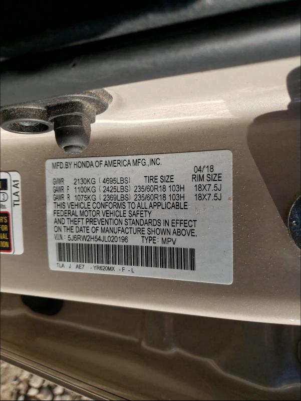 2018 HONDA CR-V EX 5J6RW2H54JL020196