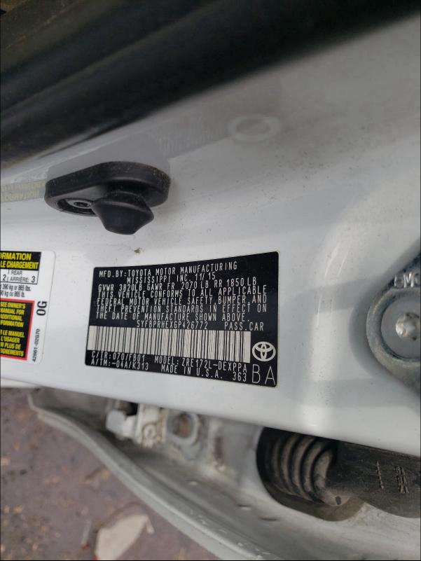 2016 TOYOTA COROLLA EC 5YFBPRHEXGP426772