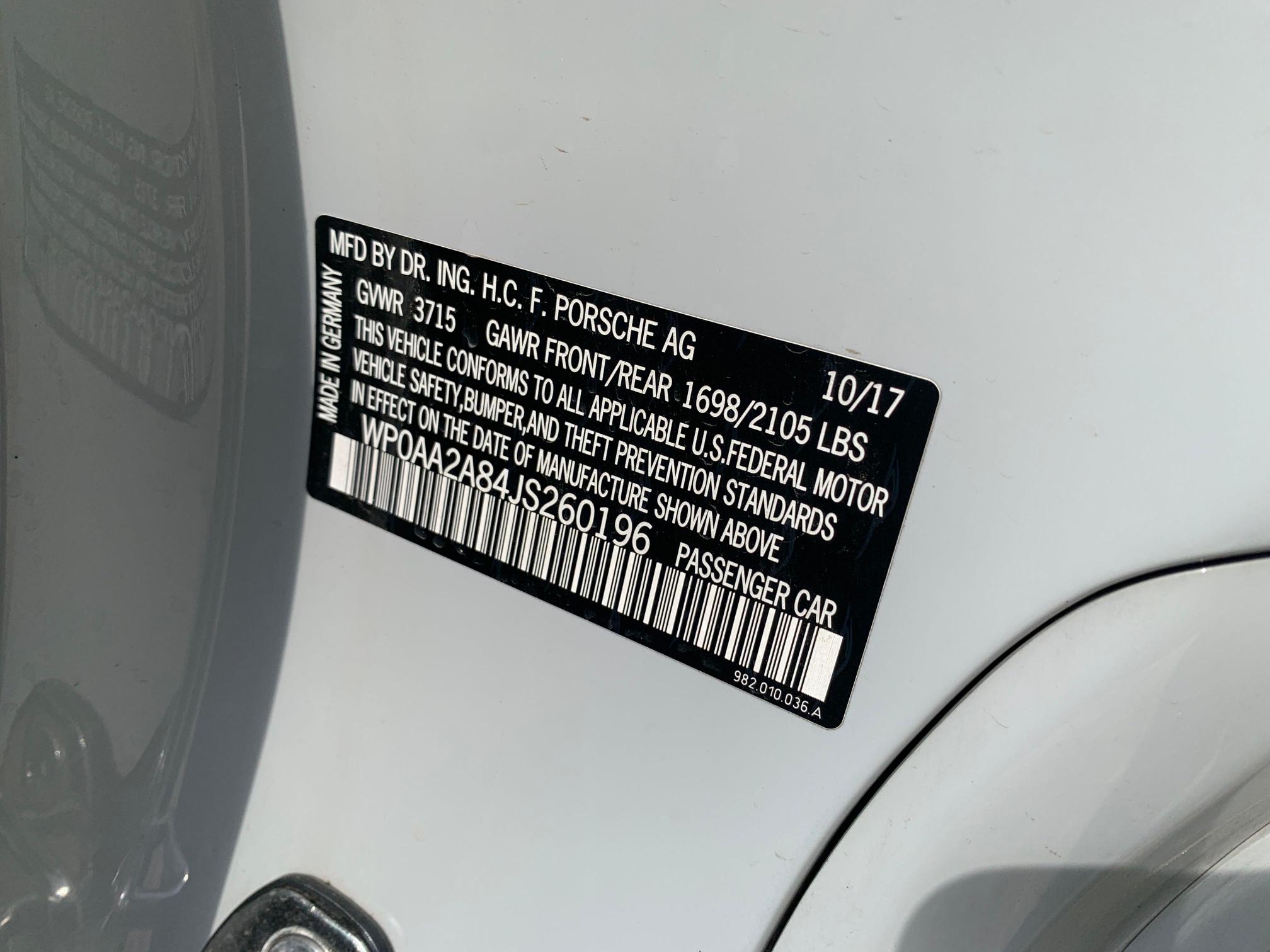 2018 PORSCHE CAYMAN WP0AA2A84JS260196