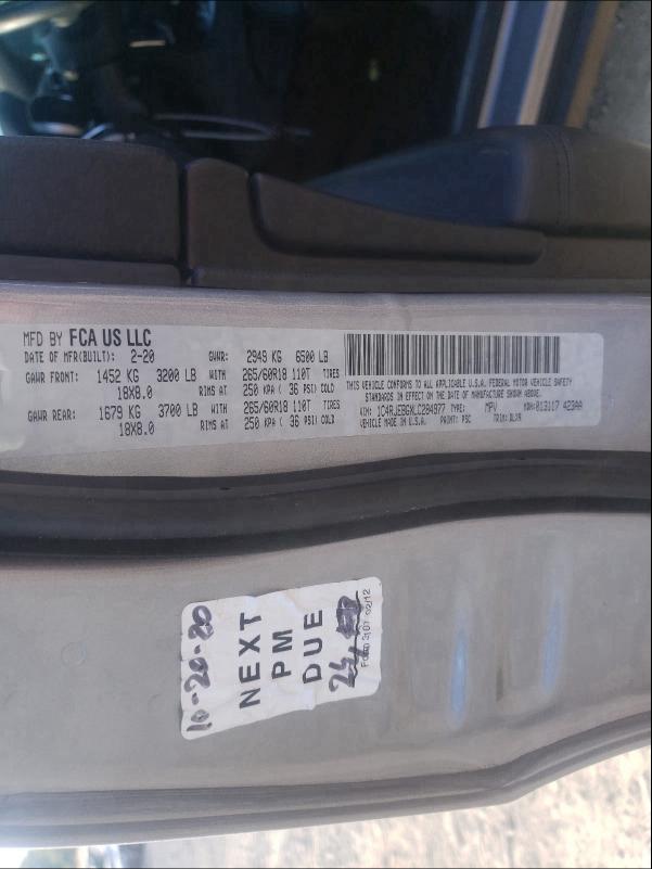 2020 JEEP GRAND CHER 1C4RJEBGXLC284977