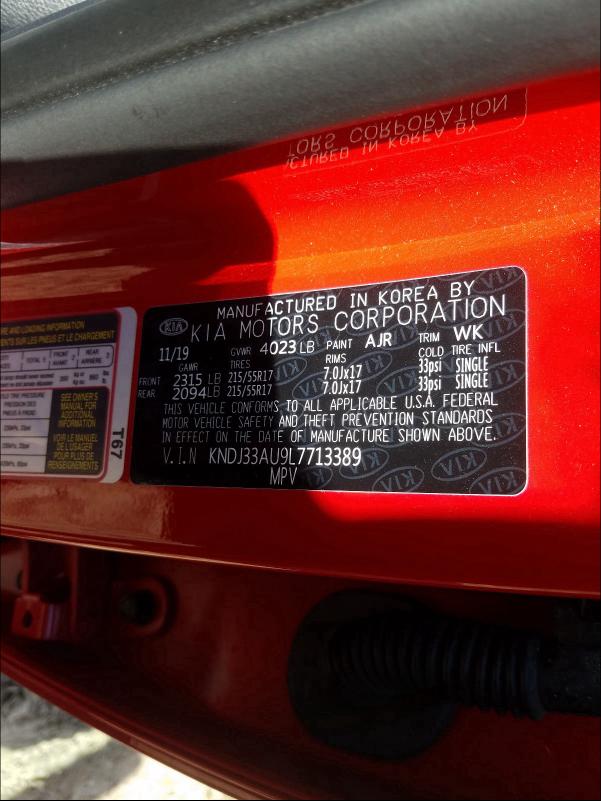 2020 KIA SOUL EX KNDJ33AU9L7713389