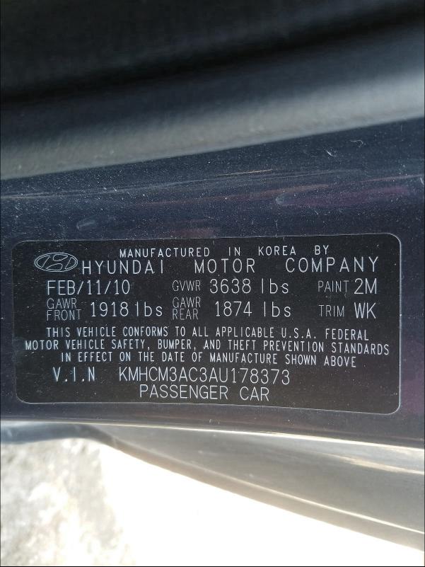 2010 HYUNDAI ACCENT BLU KMHCM3AC3AU178373