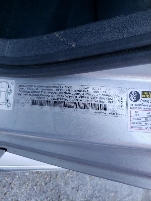 2012 VOLKSWAGEN BEETLE 3VWJP7AT6CM601526