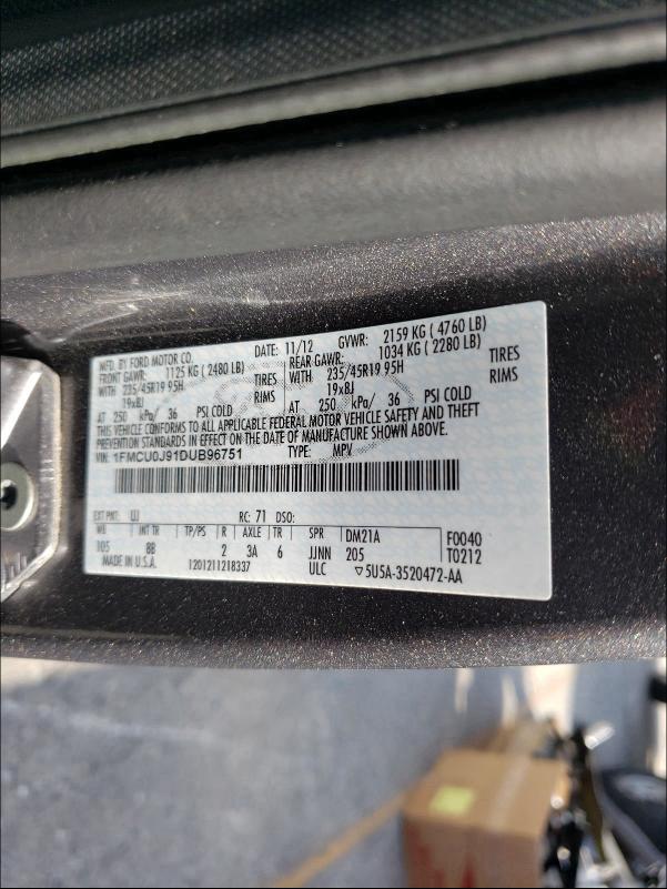 2013 FORD ESCAPE TIT 1FMCU0J91DUB96751