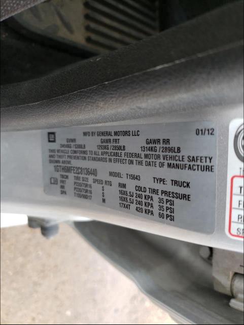 2012 GMC CANYON SLE 1GTH6MFE2C8136440