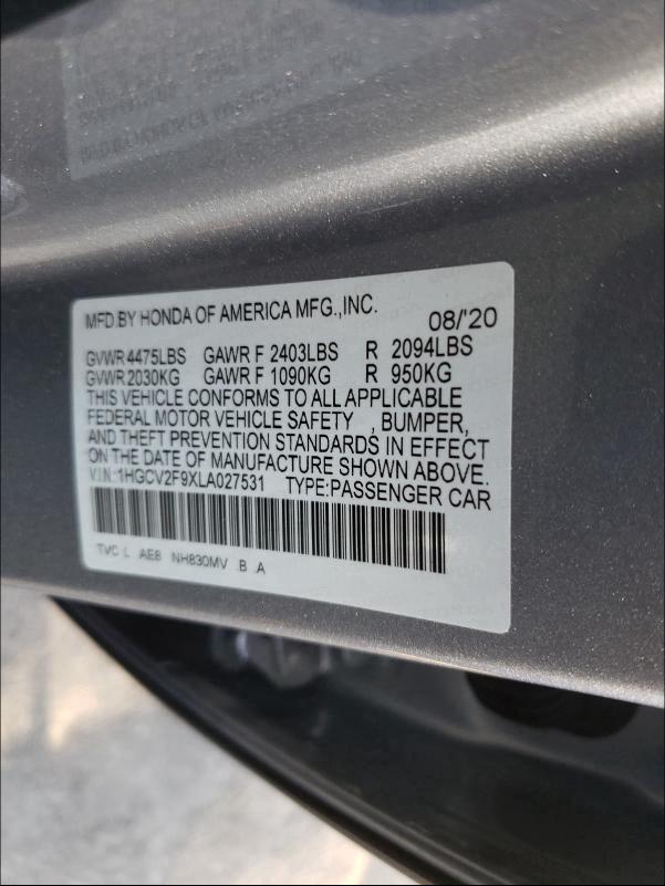 2020 HONDA ACCORD TOU 1HGCV2F9XLA027531