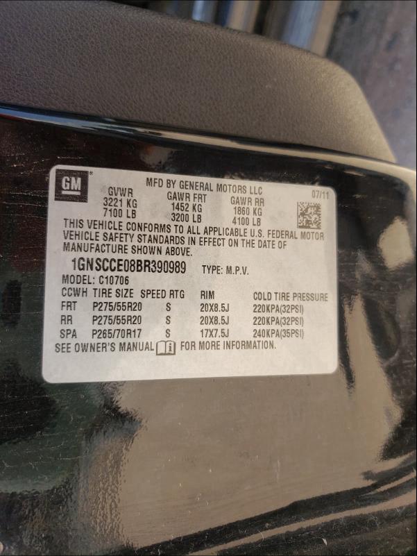 2011 CHEVROLET TAHOE C150 1GNSCCE08BR390989