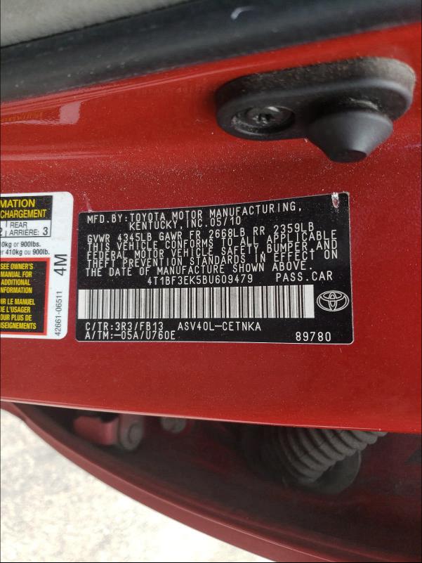 2011 TOYOTA CAMRY 4T1BF3EK5BU609479