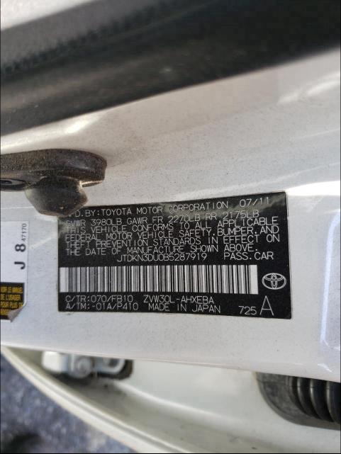2011 TOYOTA PRIUS JTDKN3DU0B5287919